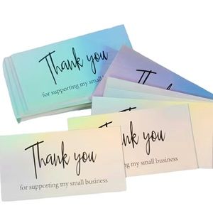 50pc Holographic “Thank You For Supporting My Small Business” Cards